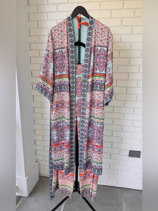 Alice + Olivia Pants - ALICE & OLIVIA- Stunning Flora Boho  Print Long Kimono & Pant Set